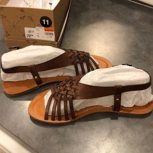 Brown Leather Braid Sandal